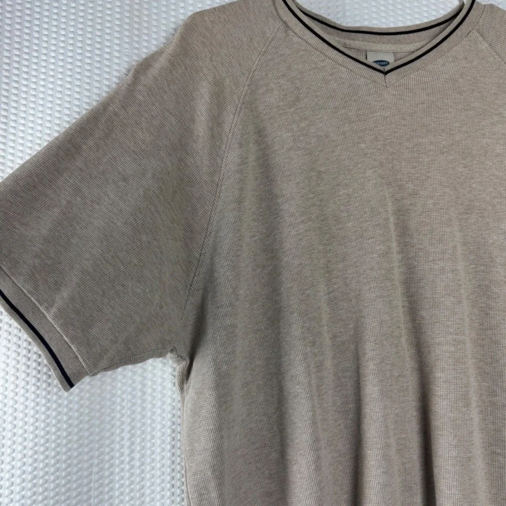 Old Navy Shirt Men Large Beige Waffle Knit 100% Cotton Gorpcore Earthy Retro 90s